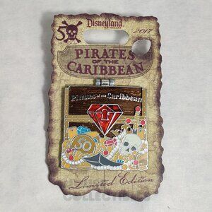 Disney Parks Pirates of the Caribbean Pin 50th Red Gem Ship Captain Disneyland